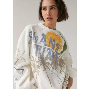 Urban Outfitters Island Time Sweatshirt Medium Multicolor Beach Outdoor Graphic